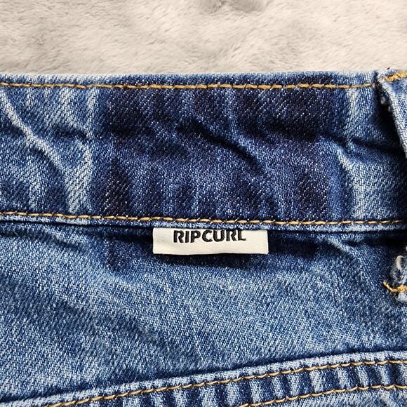 RIP CURL Shorts Womens 30 Blue Amy High Rise Cut Off Rolled Hem Beach Summer - Picture 5 of 14